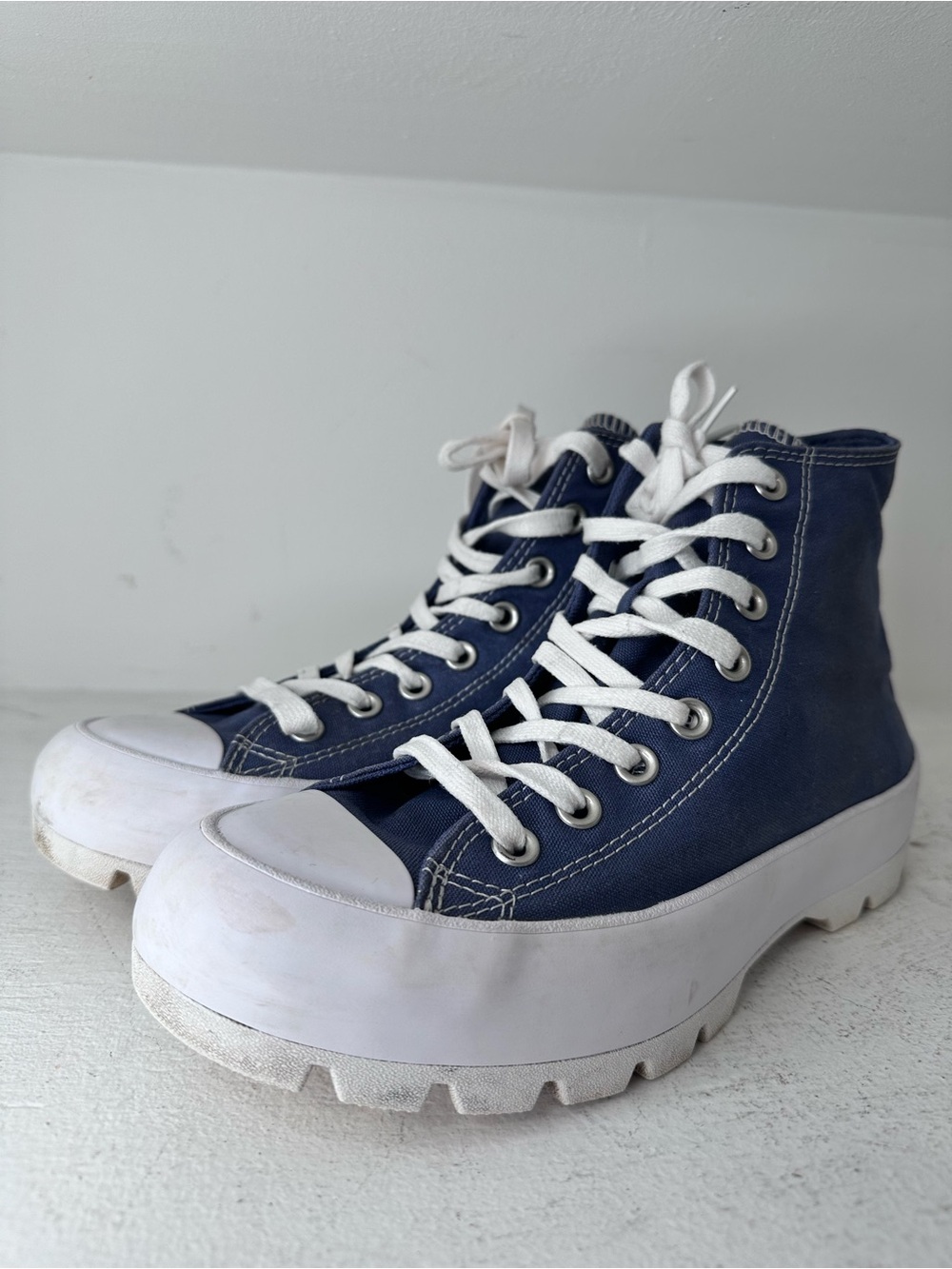 Converse Navy Blue High-Top Platform Sneakers